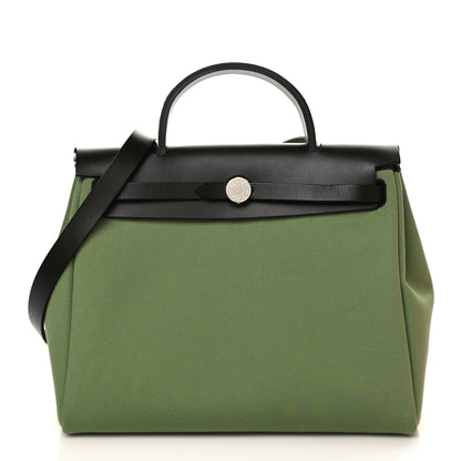 Hermes Military Toile Vache Hunter Herbag Zip Retourne 31 PM Vert Criquet Black 2 of 10