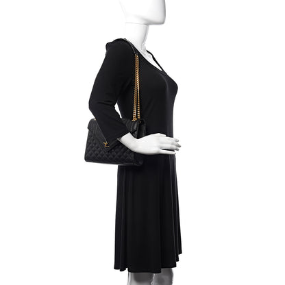 Saint Laurent Grain De Poudre Textured Mixed Matelasse Triquilt Medium Monogram Satchel Black 2 of 10