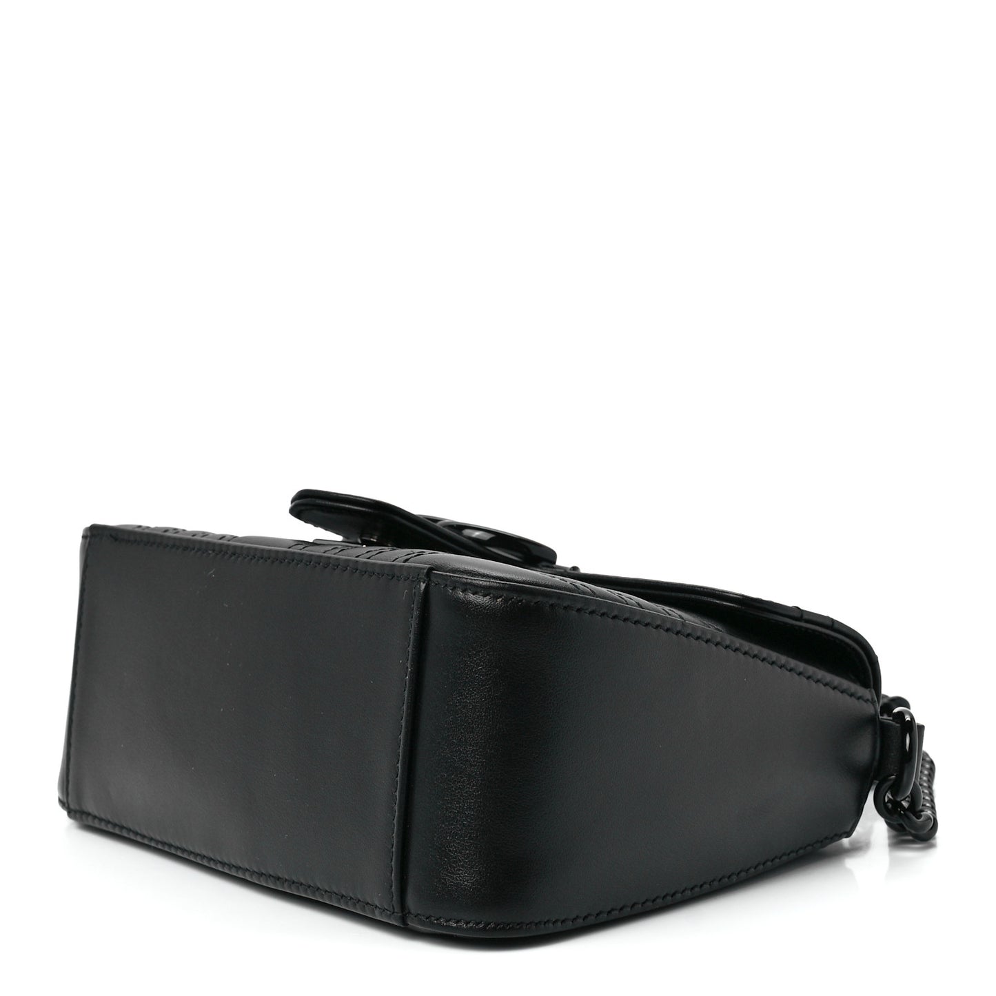 Calfskin Matelasse Monochrome Mini GG Marmont Top Handle Shoulder Bag Black