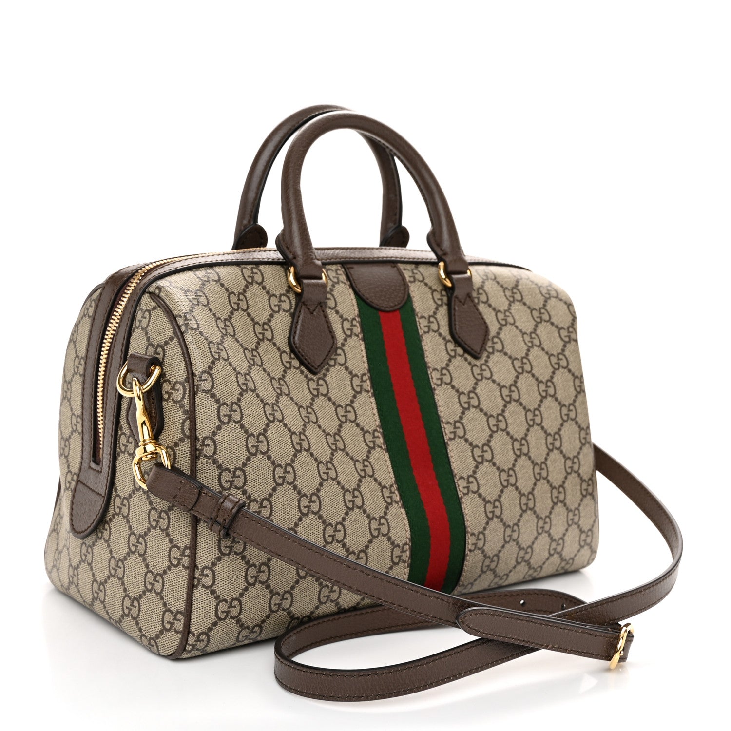Gucci GG Supreme Monogram Web Medium Ophidia Top Handle Bag Beige Ebony 3 of 11