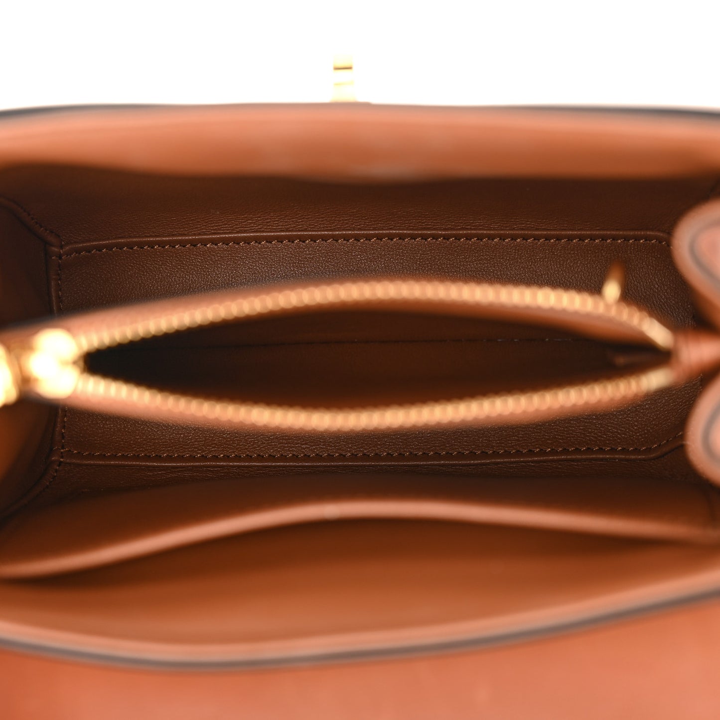 Satinated Calfskin Mini 16 Top Handle Bag Tan