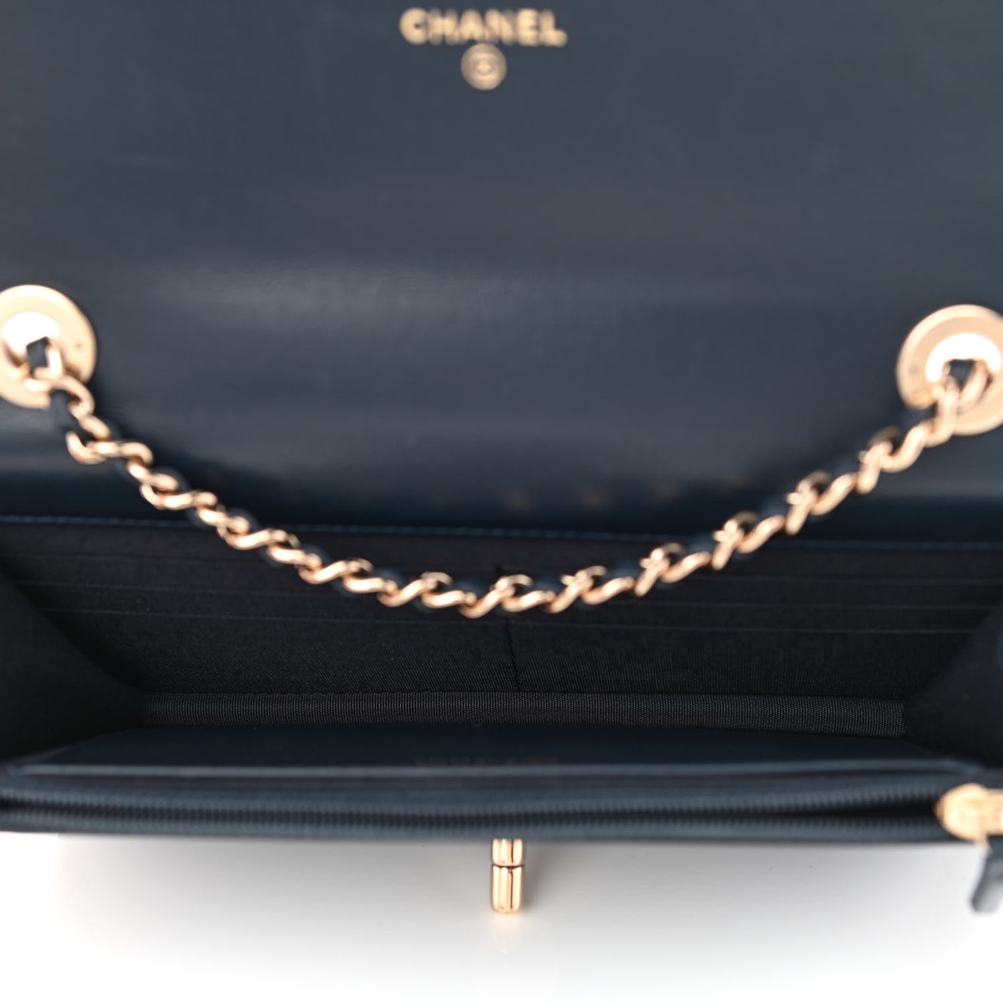 Lambskin Quilted Trendy CC Wallet On Chain WOC Navy