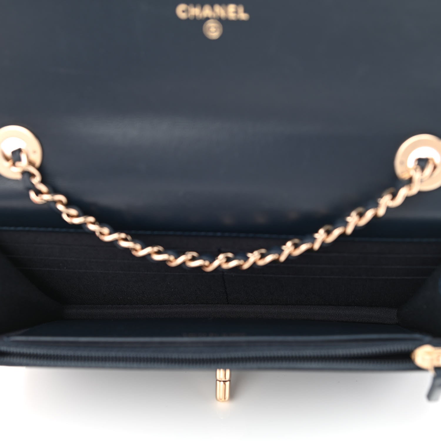 Chanel Lambskin Quilted Trendy CC Wallet On Chain WOC Navy 5 of 13