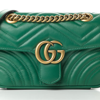 Gucci Calfskin Matelasse Mini GG Marmont Shoulder Bag Emerald Green 8 of 11