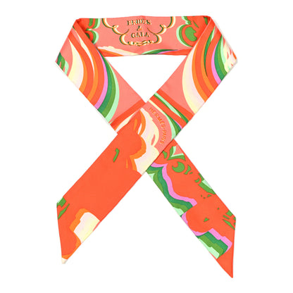 Hermes Silk Brides De Gala Shadow Twilly Orange Vert Corail 1 of 4