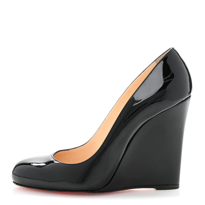 Christian Louboutin Patent Ron Ron Zeppa 80 Wedges 39 Black 1 of 10