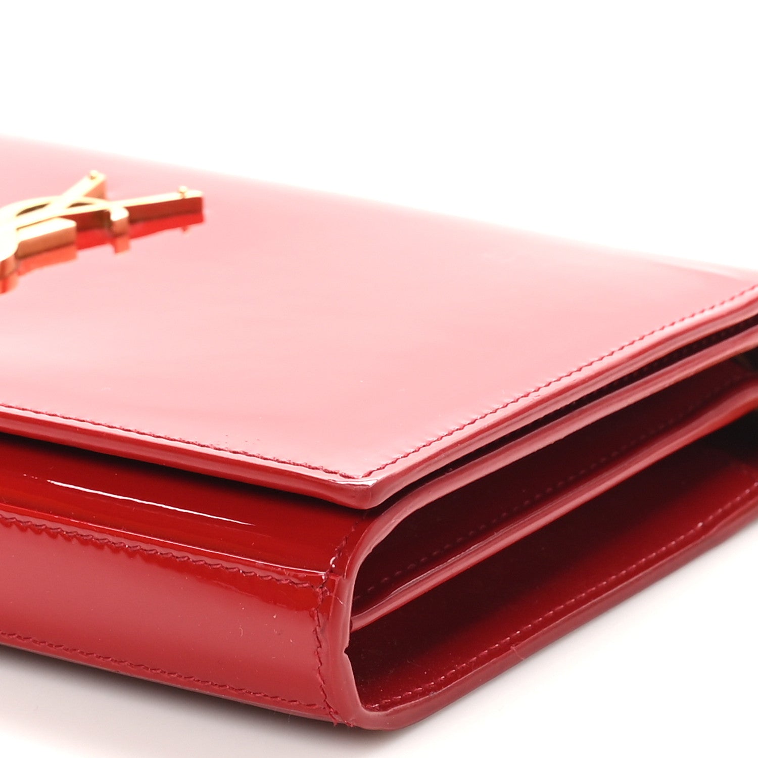 Saint Laurent Patent Calfskin Monogram Kate Wallet On Chain Rouge Eros 9 of 11