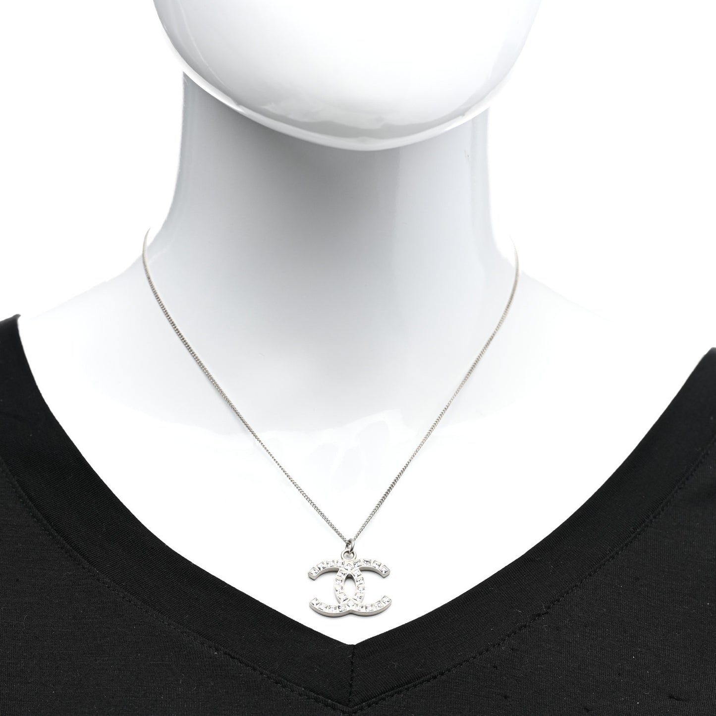 Baguette Crystal CC Necklace Silver