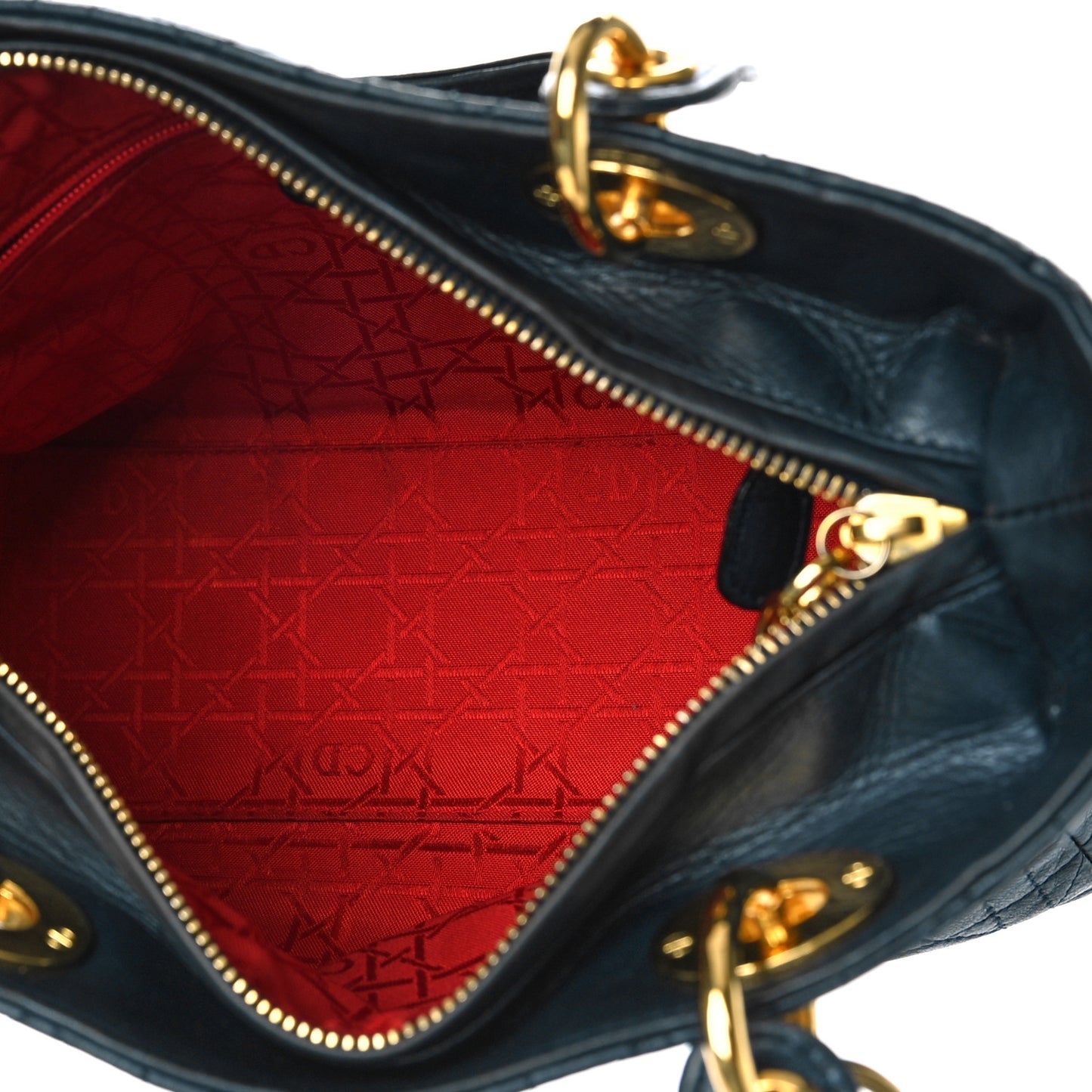 Lambskin Cannage Medium Lady Dior Navy Blue