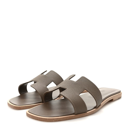 Hermes Epsom Oran Sandals 39 Etoupe 3 of 8