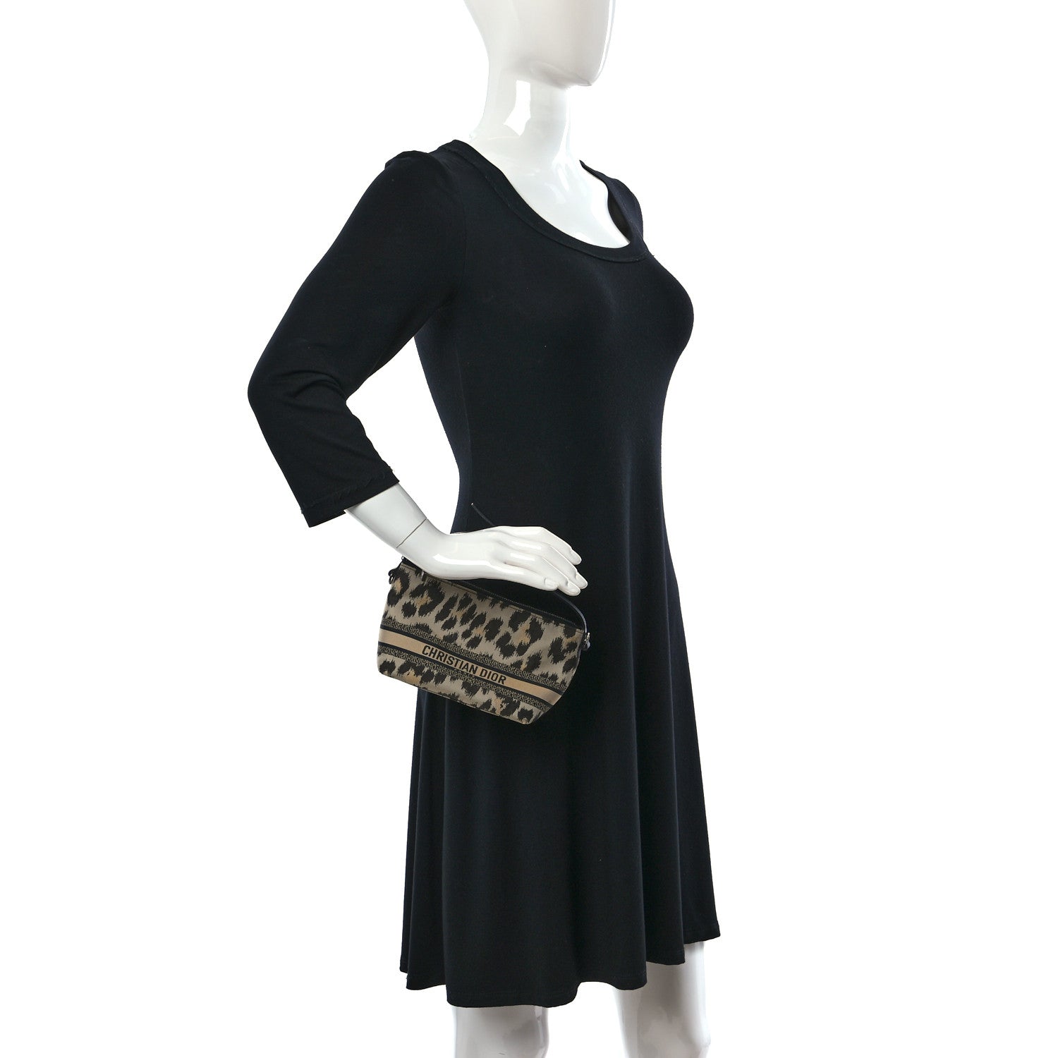 Christian Dior Canvas Mizza Embroidered Medium Leopard DiorTravel Nomad Pouch Beige 2 of 8