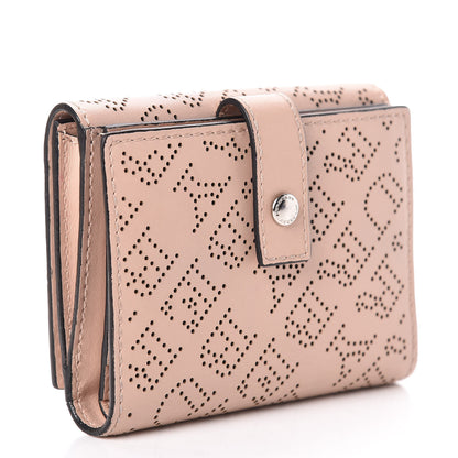 Burberry Calfskin Perforated Compact Wallet Pale Fawn Pink 3 of 14