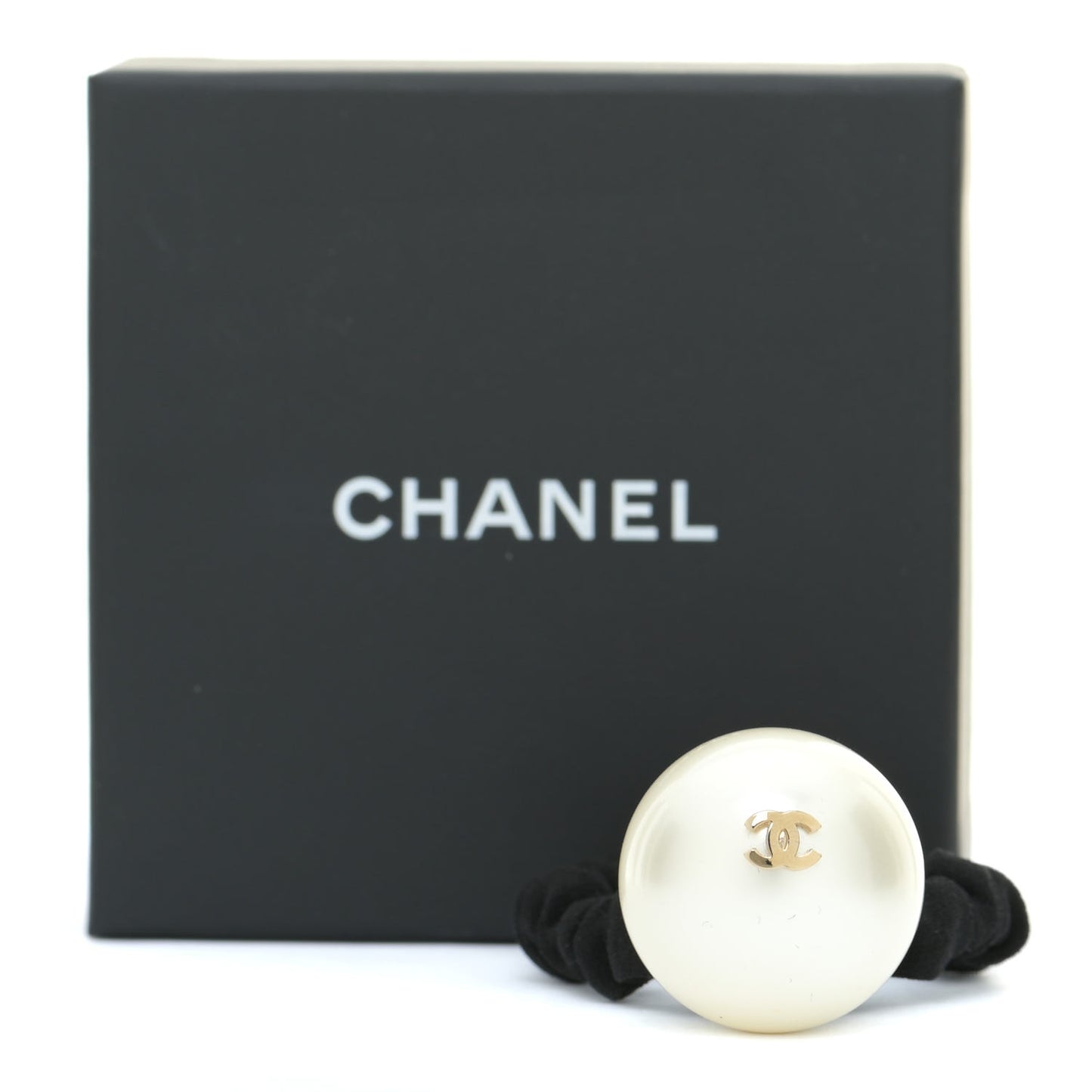 Pearl CC Hair Tie Black Gold Pearly White