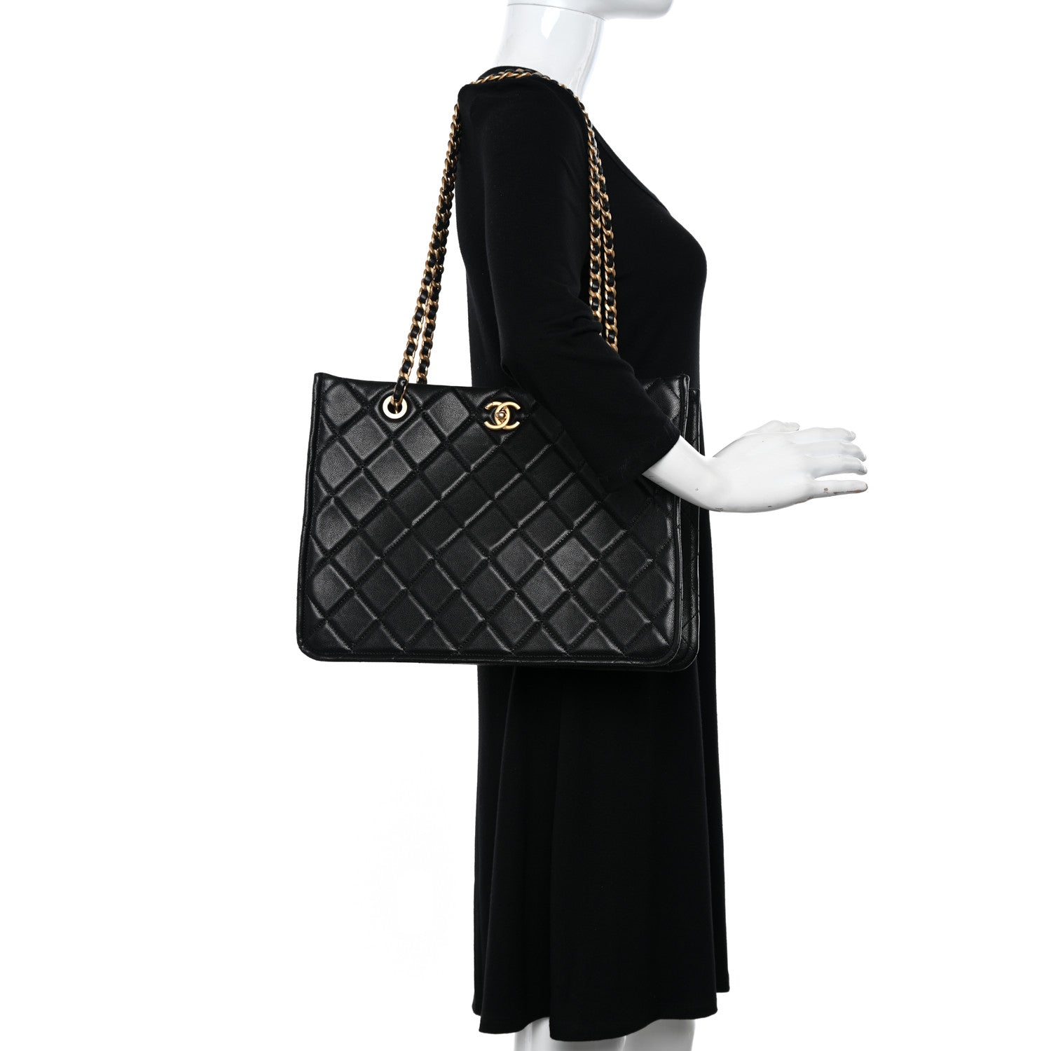 Chanel Caviar Quilted Sweet Classic Shopping Tote Black 2 of 13