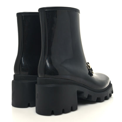 Gucci Rubber Womens Horsebit Ankle Boots 38 Black 4 of 8