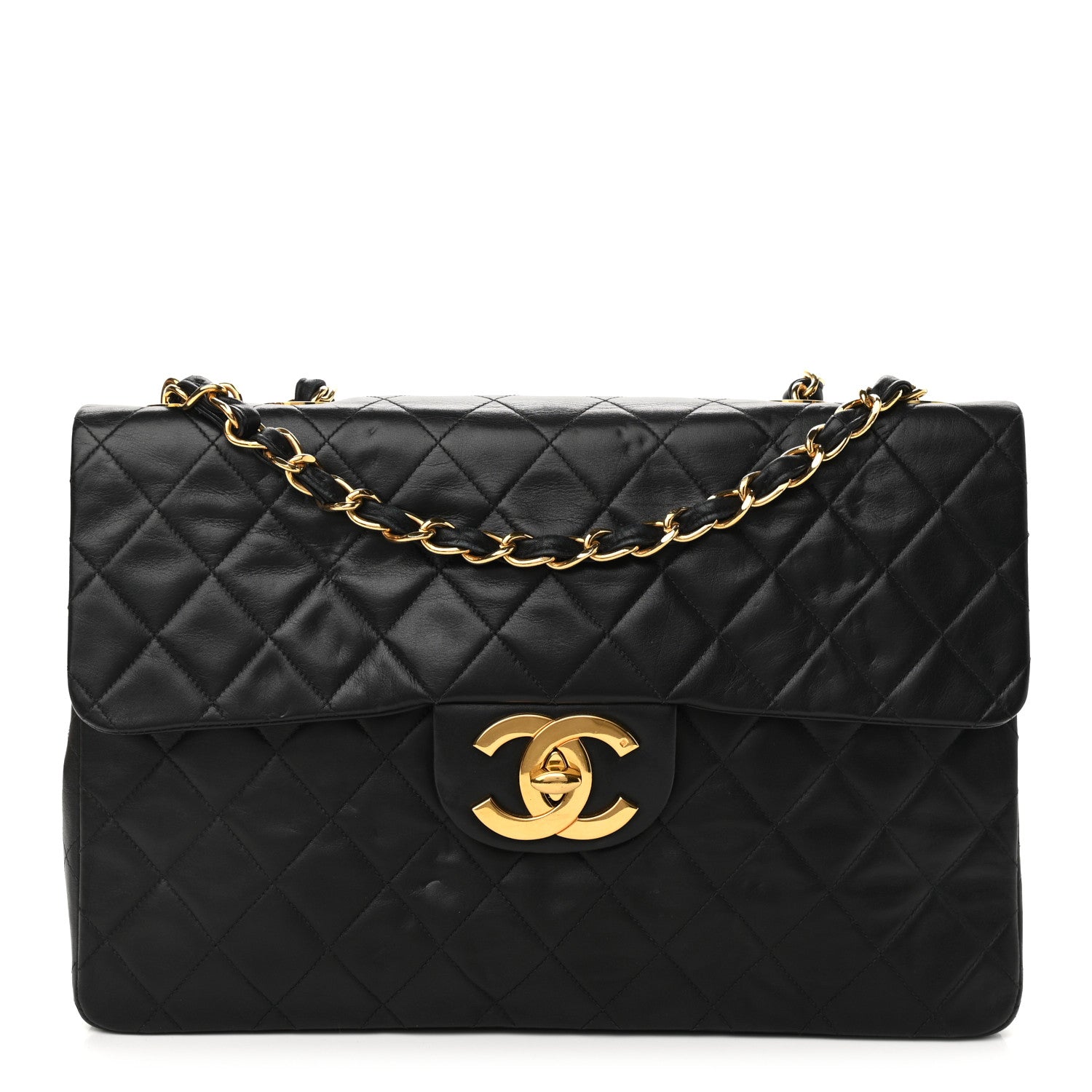 Chanel Lambskin Quilted XL Jumbo Single Flap Black 1 of 14
