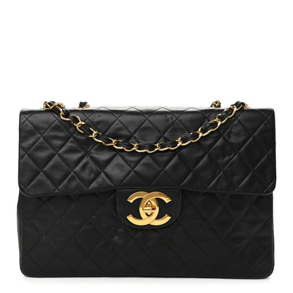 Chanel Lambskin Quilted XL Jumbo Single Flap Black 1 of 14