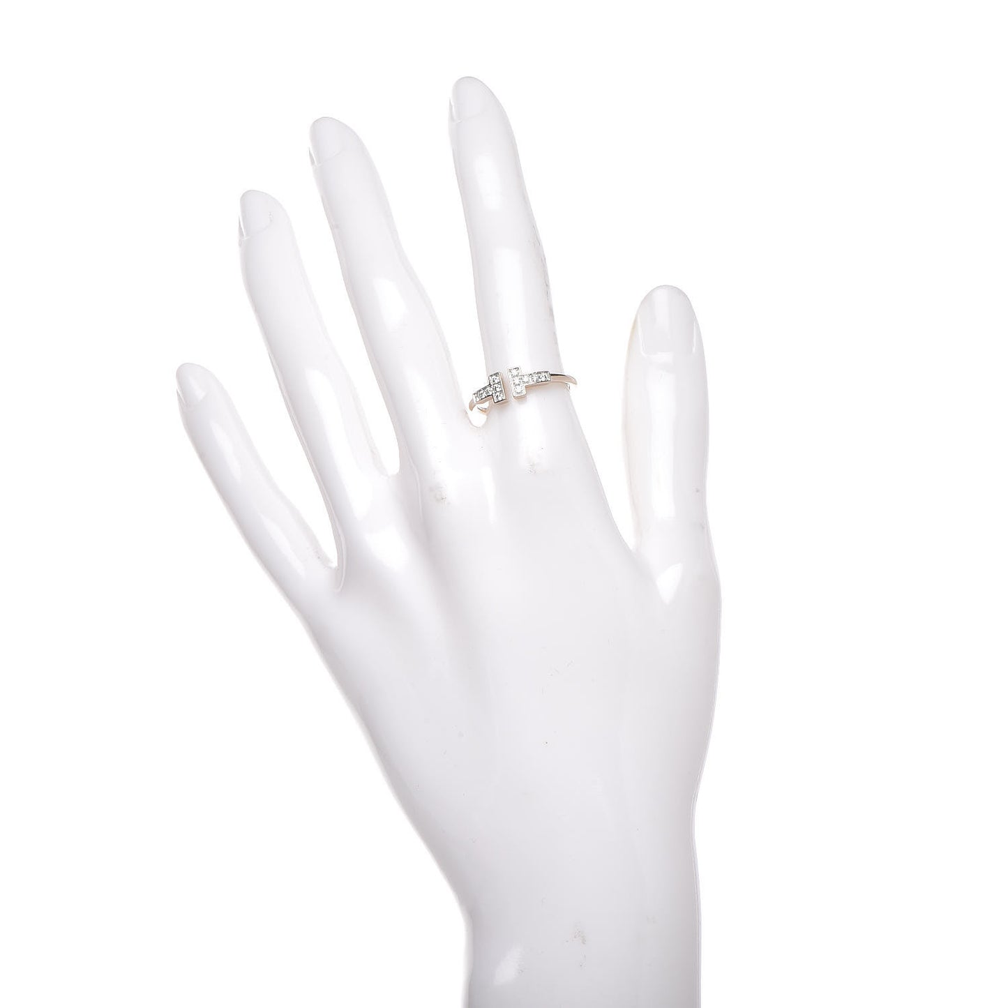18K White Gold Diamond T Wire Ring 54 7