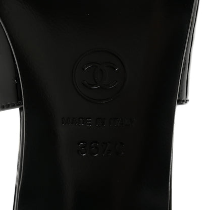 Chanel Patent Calfskin Cap Toe CC Slingback Pumps 36.5 Black 7 of 10
