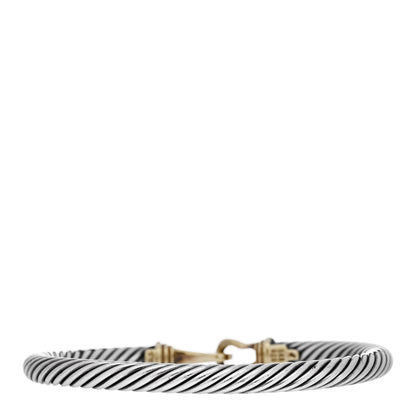 David Yurman Sterling Silver 14K Yellow Gold 5mm Cable Classic Buckle Bracelet 2 of 3
