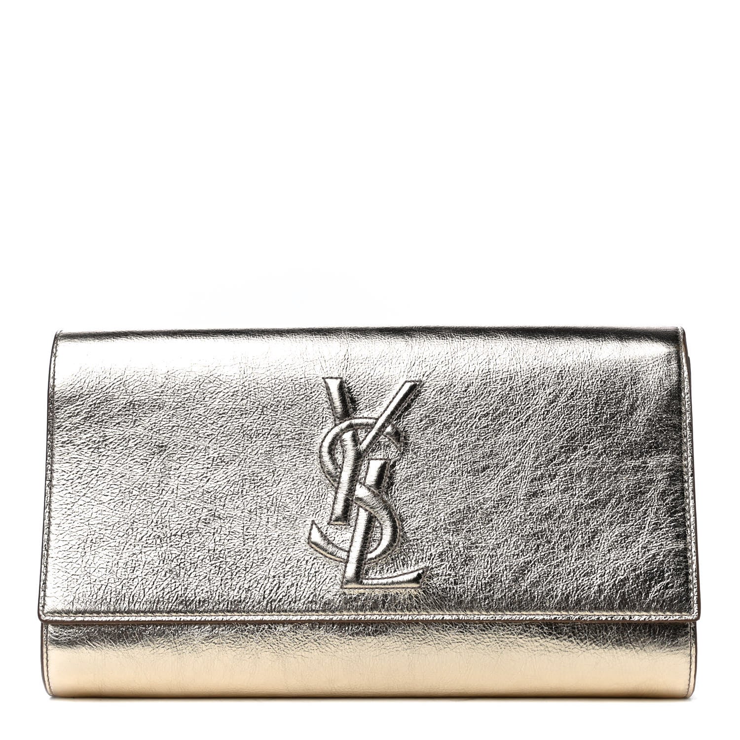 Saint Laurent Metallic Calfskin Monogram Large Belle De Jour Clutch Gold 1 of 4