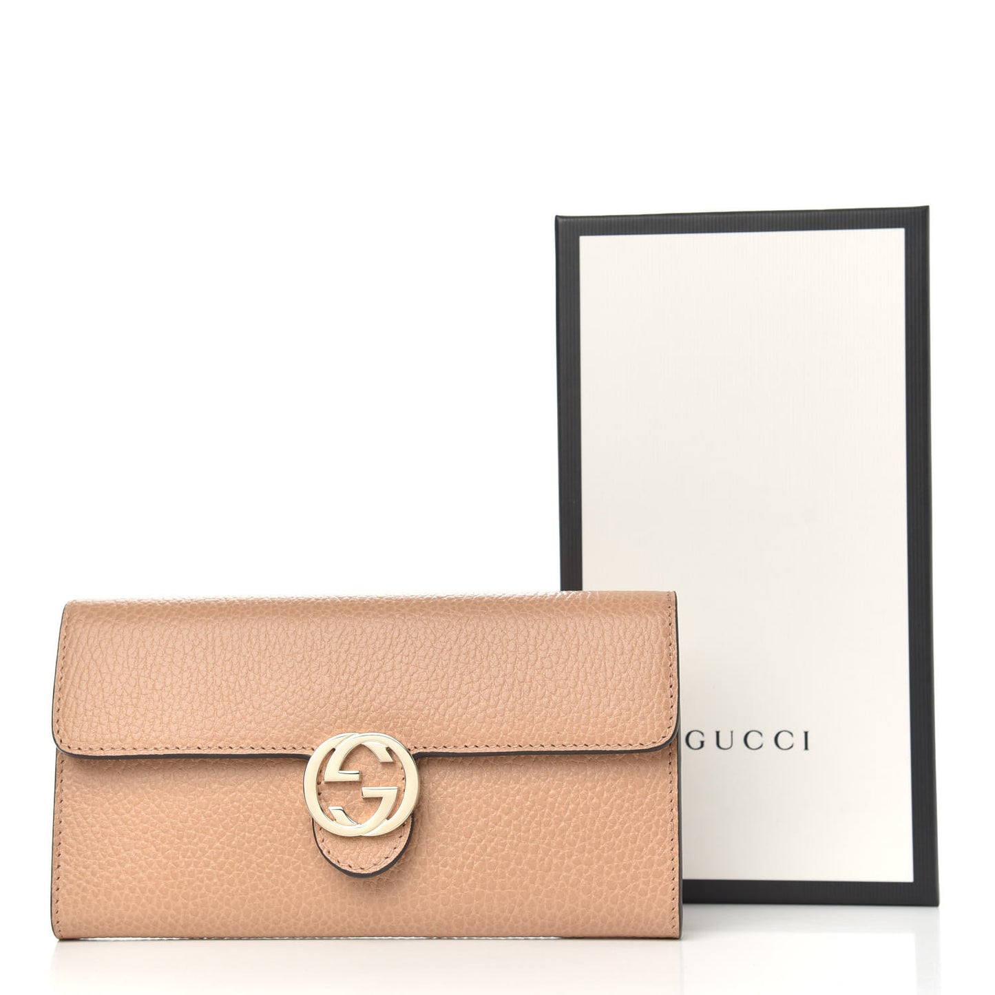 Dollar Calfskin Interlocking G Continental Wallet Camelia