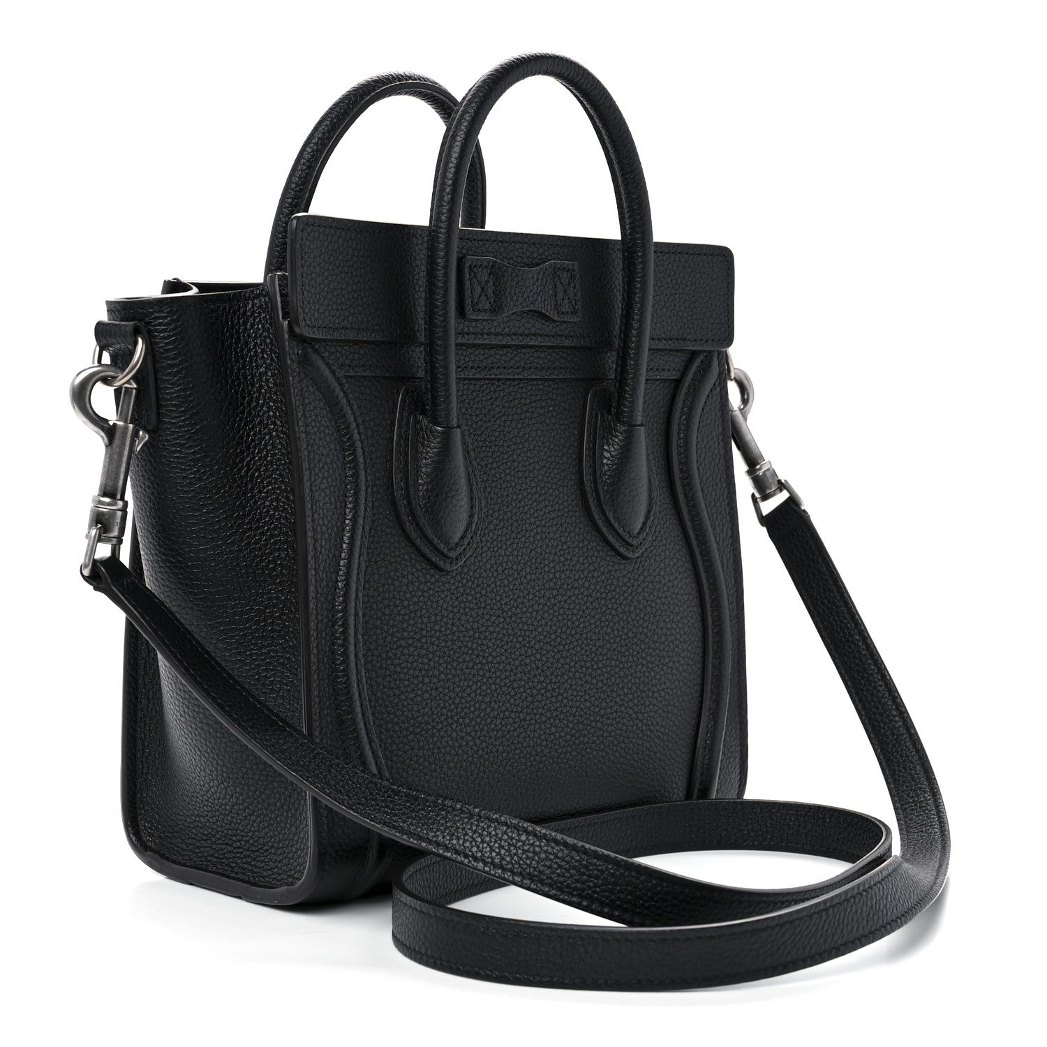 Celine Drummed Calfskin Nano Luggage Black 3 of 12