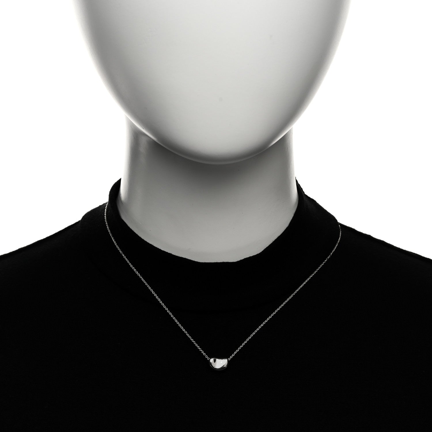 Tiffany Sterling Silver 11mm Elsa Peretti Bean Pendant Necklace 2 of 6