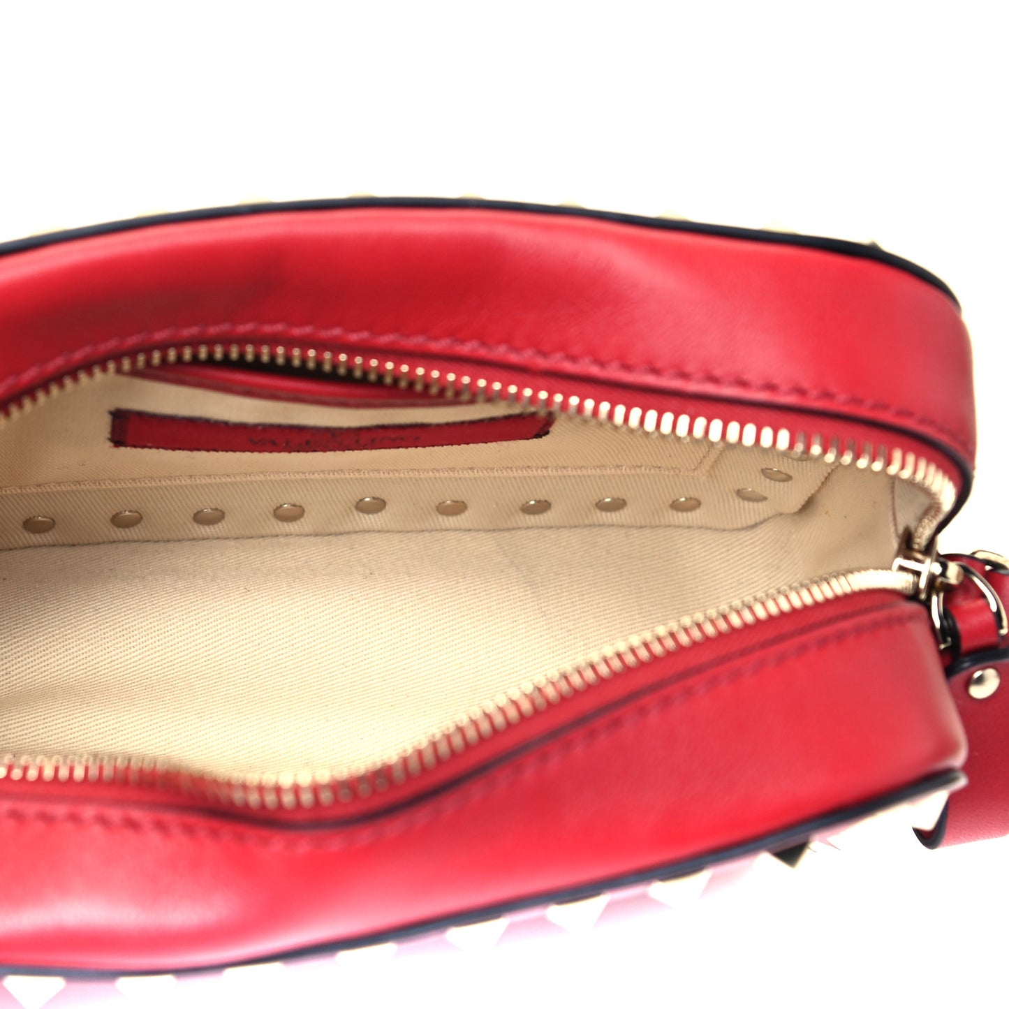 Calfskin Rockstud Camera Crossbody Bag Red