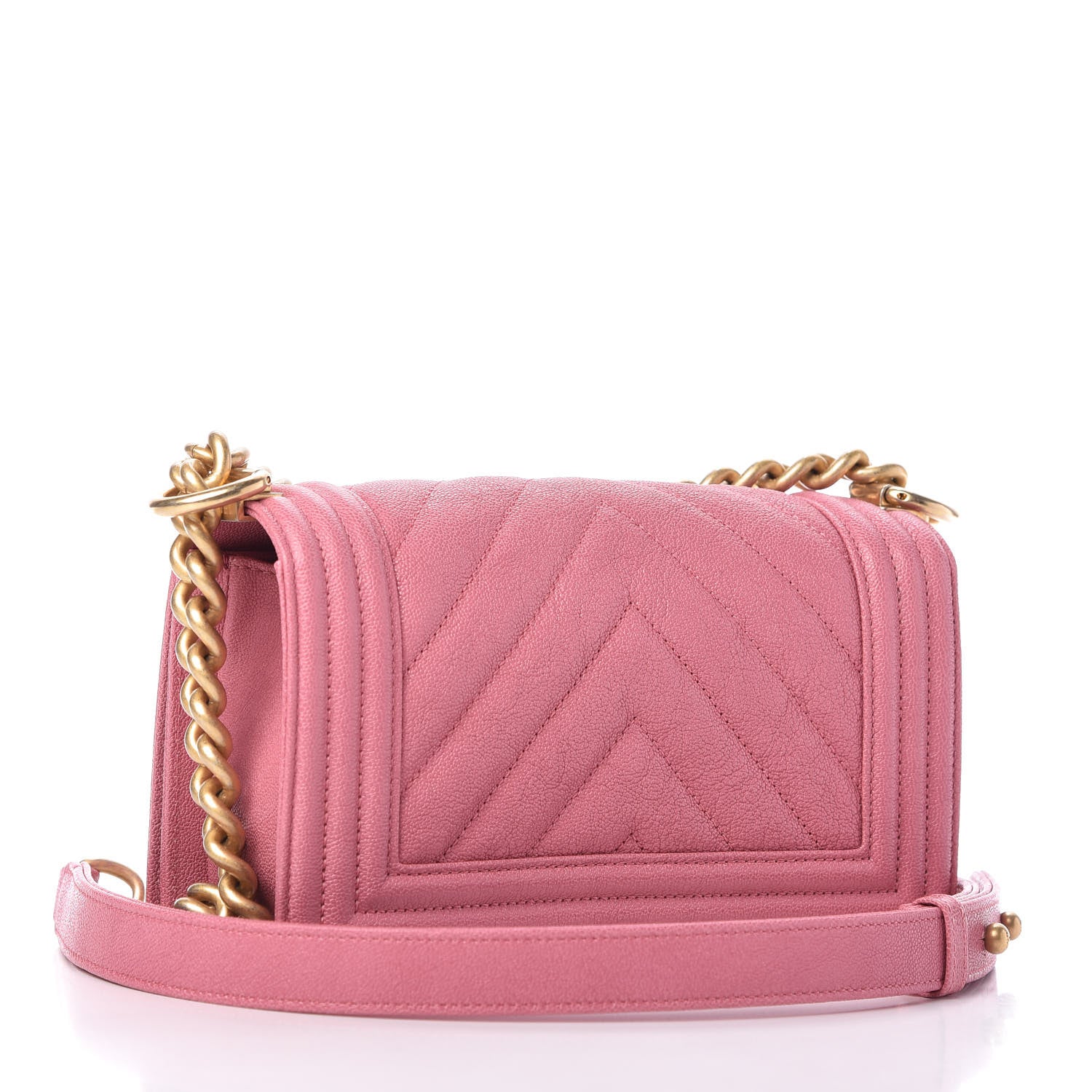 Chanel Caviar Chevron Quilted Small Boy Flap Dark Pink 3 of 10