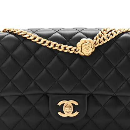 Chanel Lambskin Quilted Small Sweet Camellia Flap Black 8 of 11