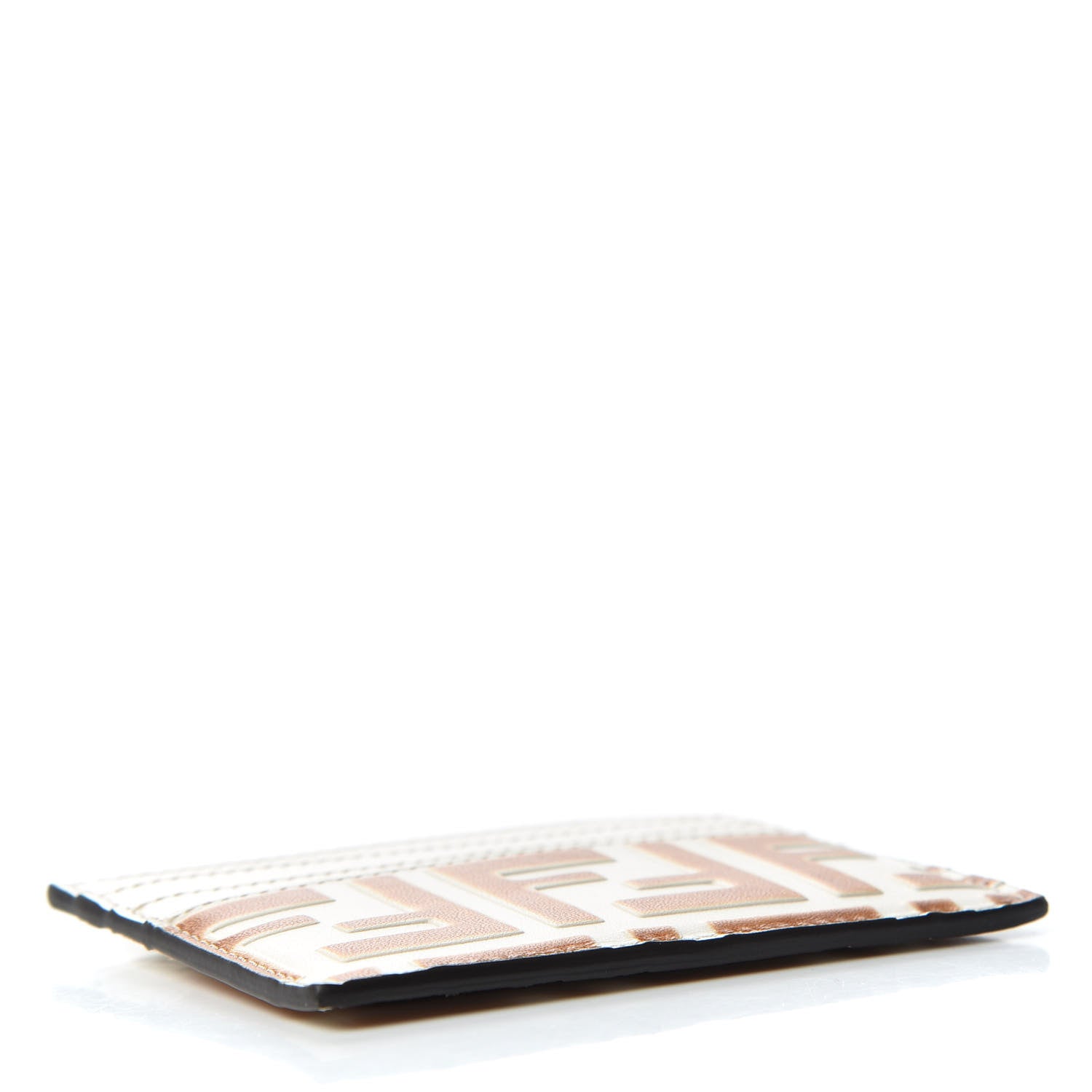 Fendi Vitello Soft Bi-Color FF 1974 Embossed Card Holder Camelia Saddler 3 of 6