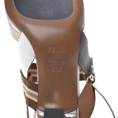 Fendi Technical Mesh FF Colibri 55mm Slingback Pumps 36.5 Tobacco Moro Camelia Beige Caramello 7 of 9