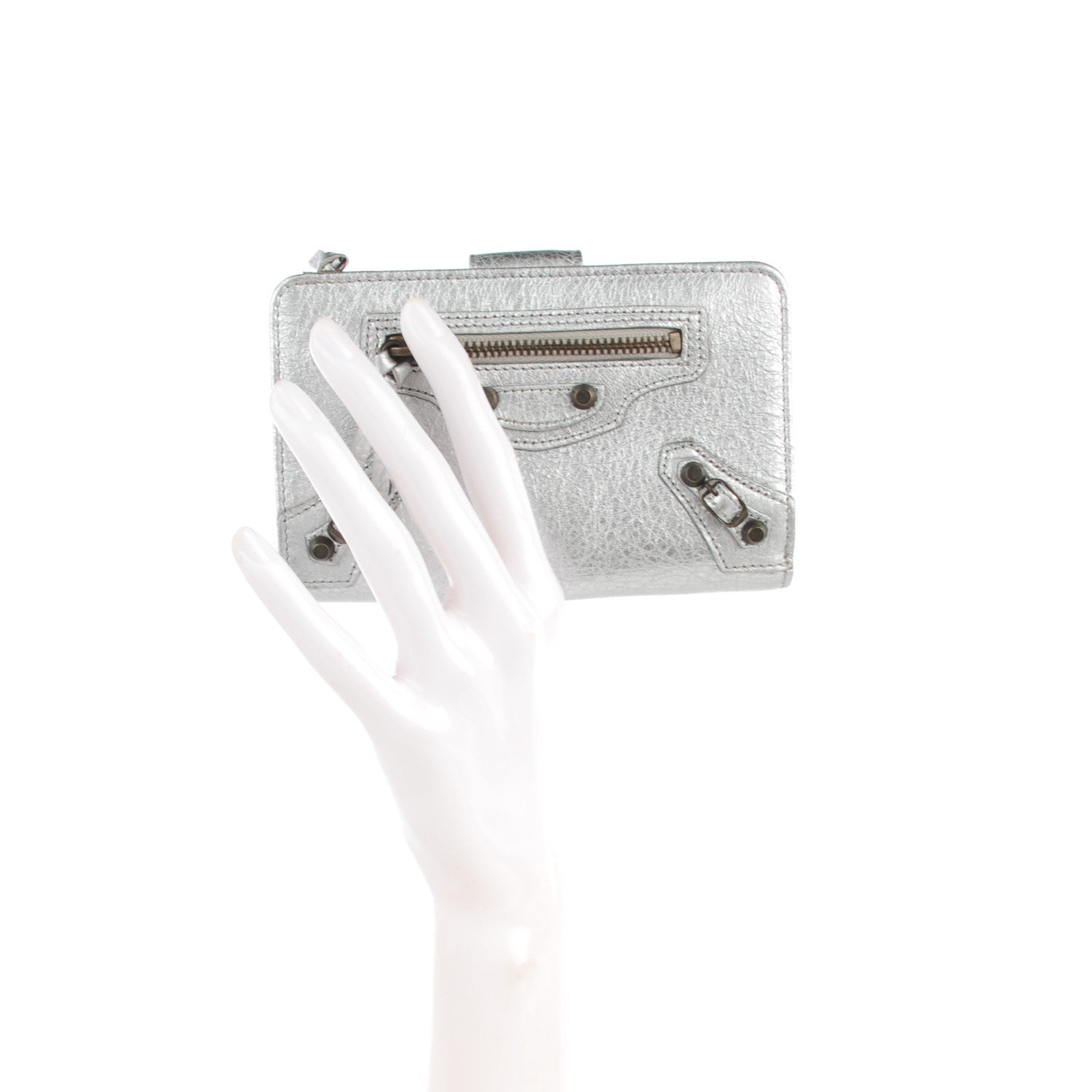 Balenciaga Agneau Classic Hardware Fold Wallet Gris Aluminum 2 of 8