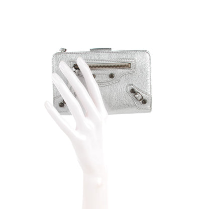 Balenciaga Agneau Classic Hardware Fold Wallet Gris Aluminum 2 of 8