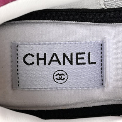 Chanel Calfskin Velvet Womens CC Sneakers 35.5 Navy 8 of 10