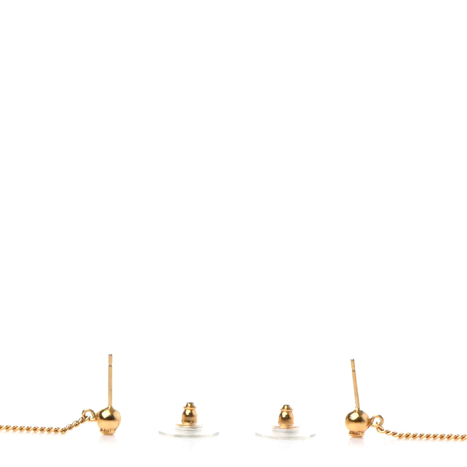 Chanel CC Drop Earrings Matte Gold 3 of 5