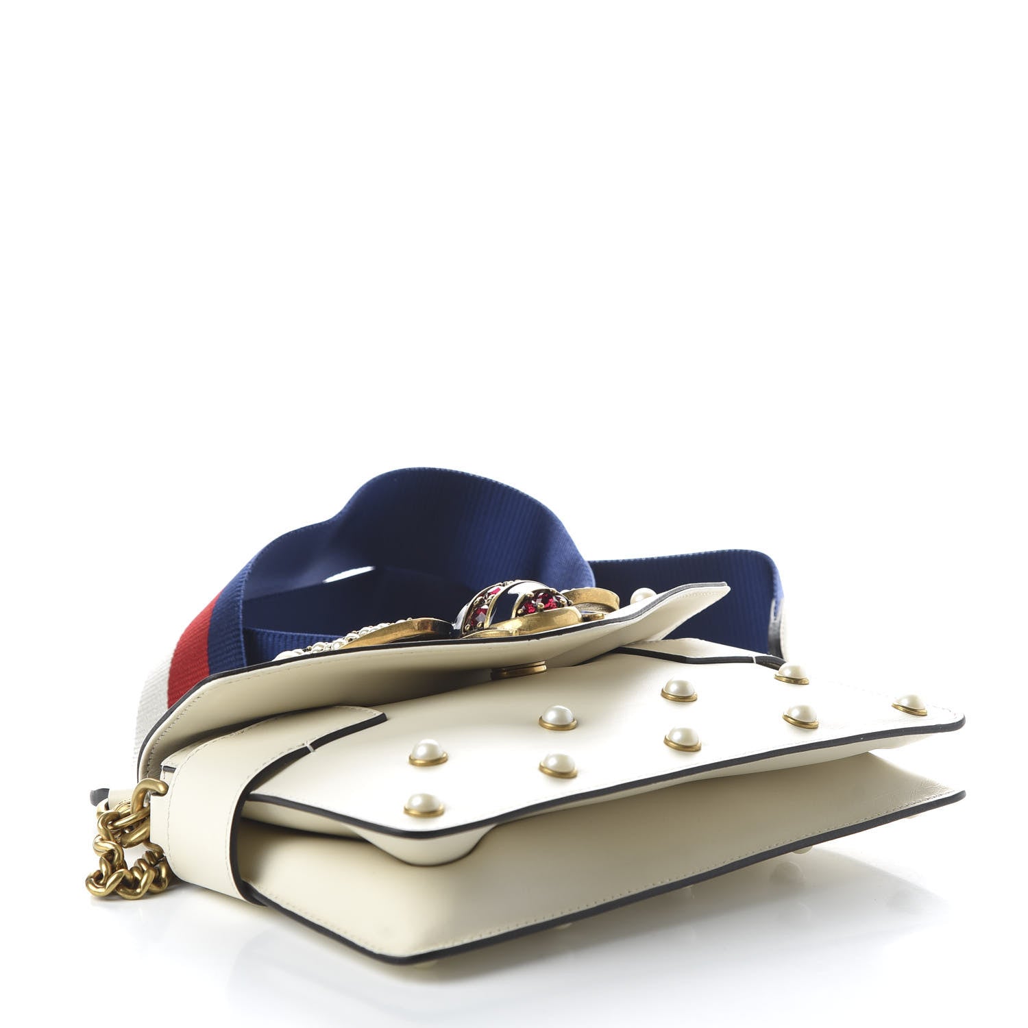 Gucci Nappa Pearl Studded Mini Queen Margaret Broadway Shoulder Bag Mystic White 5 of 12