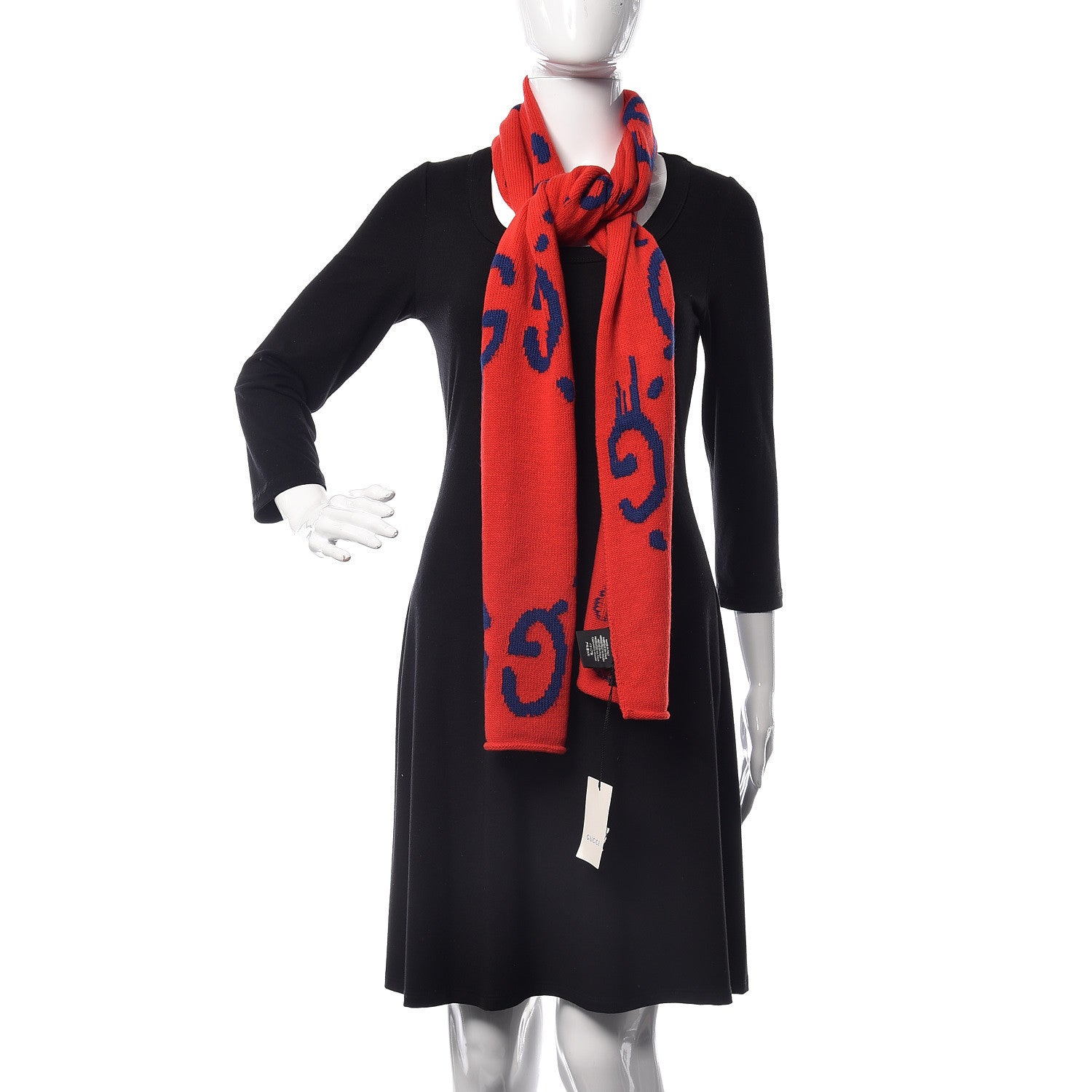 Gucci Wool Tricot GG Writers Scarf Flame Blue 2 of 5