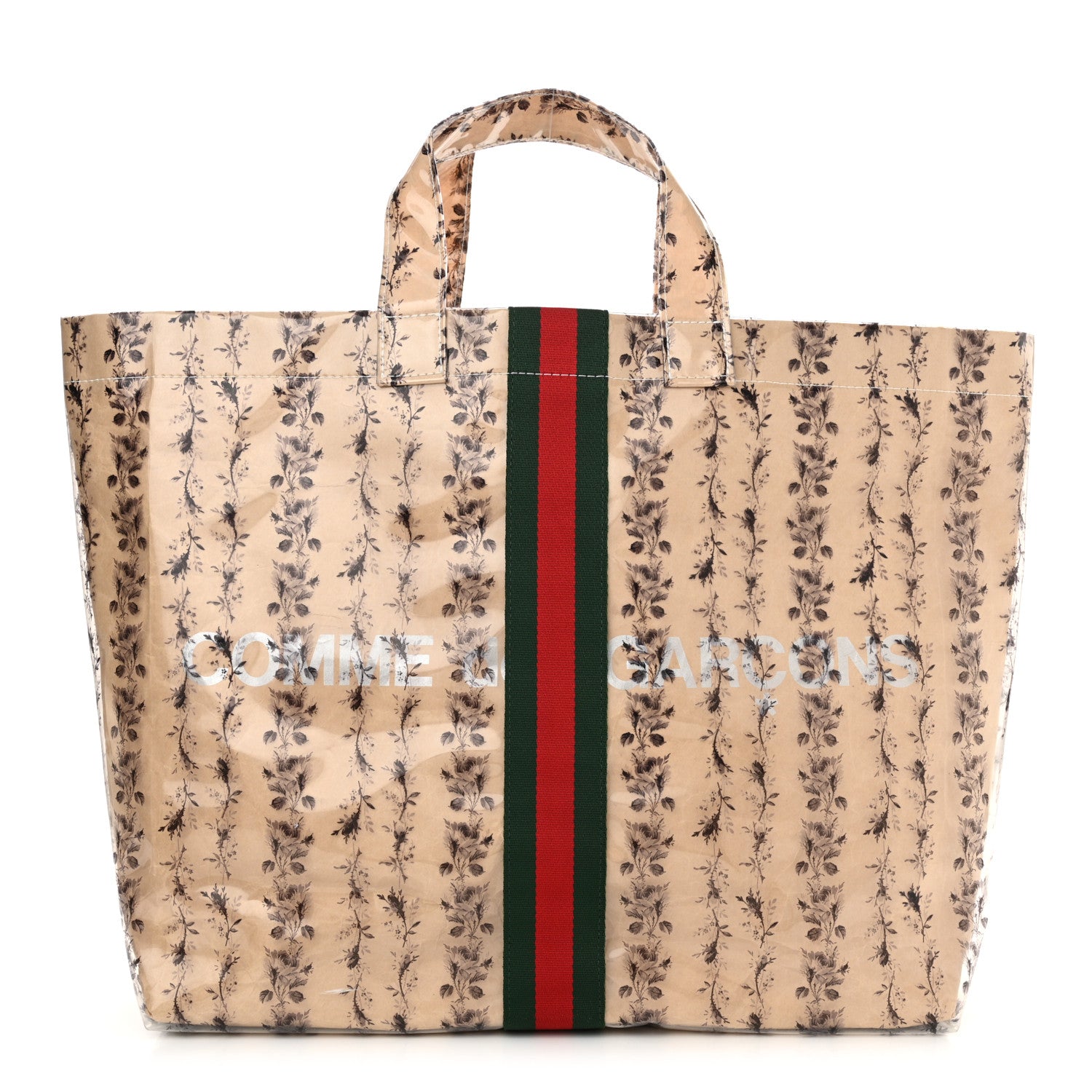 Gucci X COME DE GARCONS Plastic Web Floral Paper Shopper Tote 1 of 13