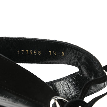 Gucci Suede Horsebit Bamboo Strap Sandals 7.5 Black 8 of 8