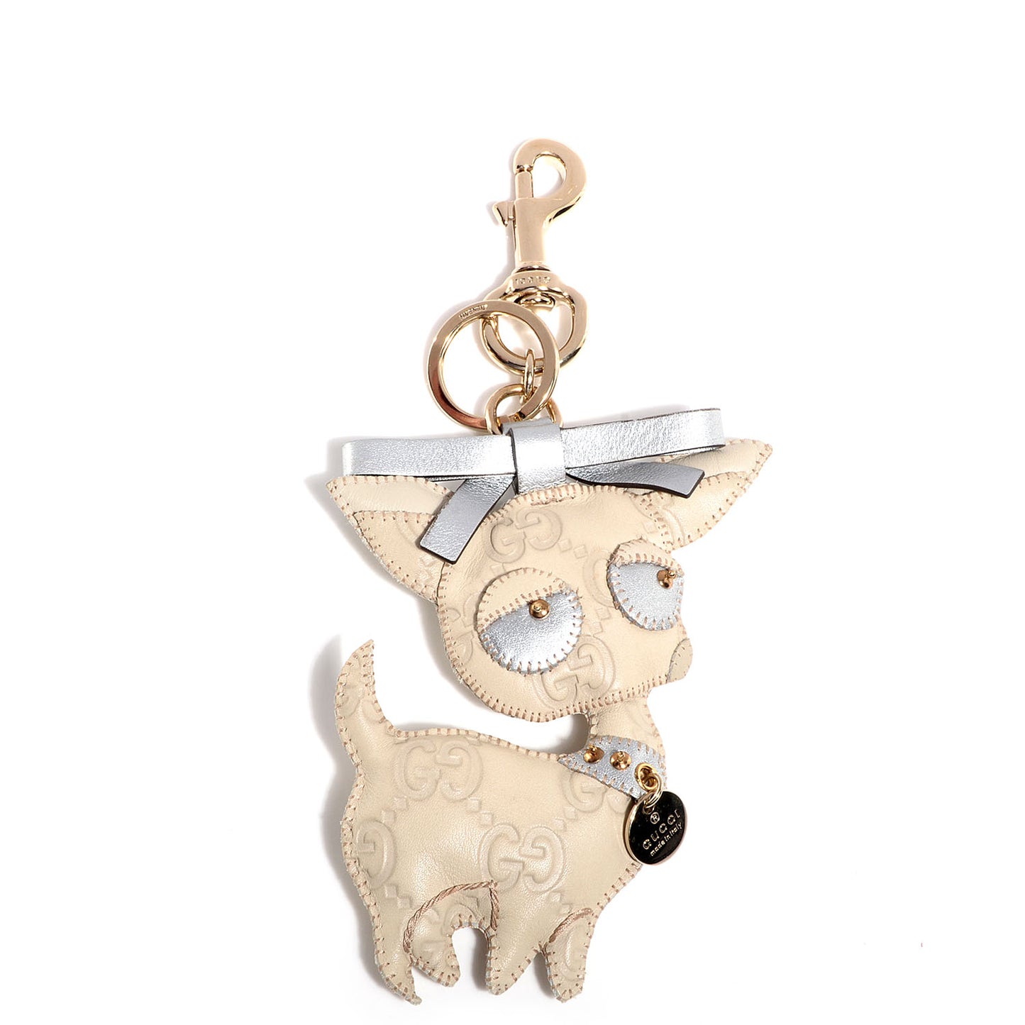 Guccissima Guccioli Brando Chihuahua Key Charm Off White