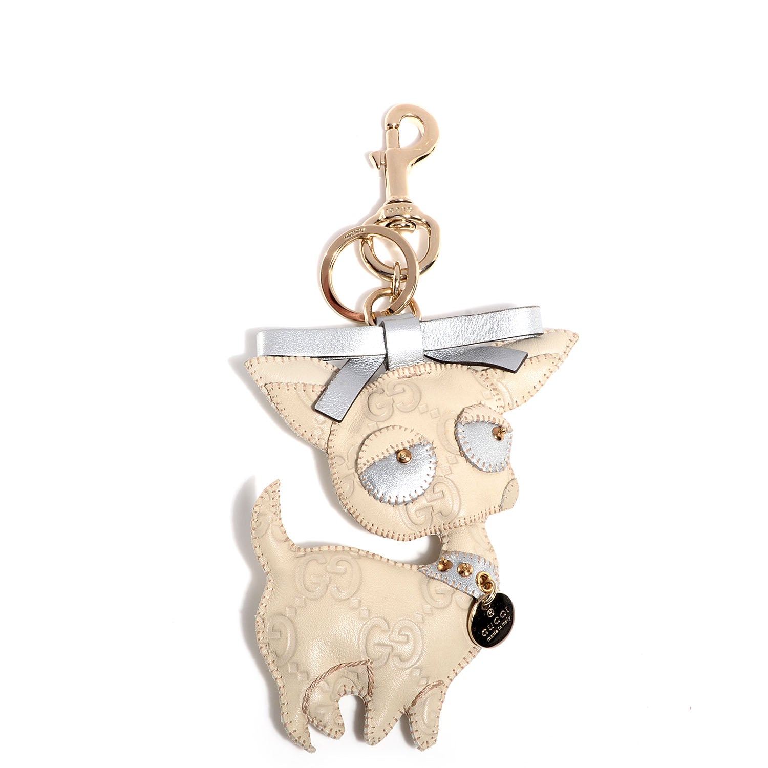 Gucci Guccissima Guccioli Brando Chihuahua Key Charm Off White 1 of 7