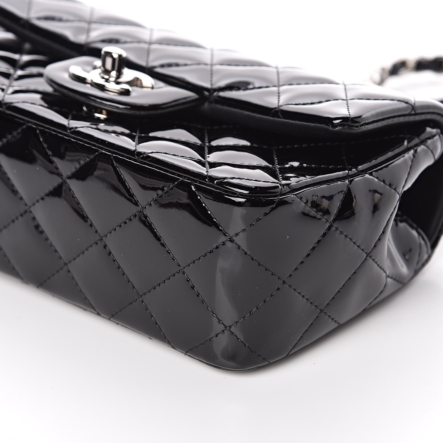 Chanel Patent Calfskin Quilted Mini Rectangular Flap Black 9 of 11