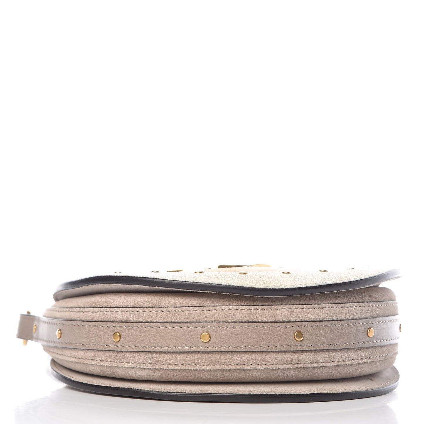Smooth Calfskin Suede Patchwork Studded Small Pixie Bag Motty Grey