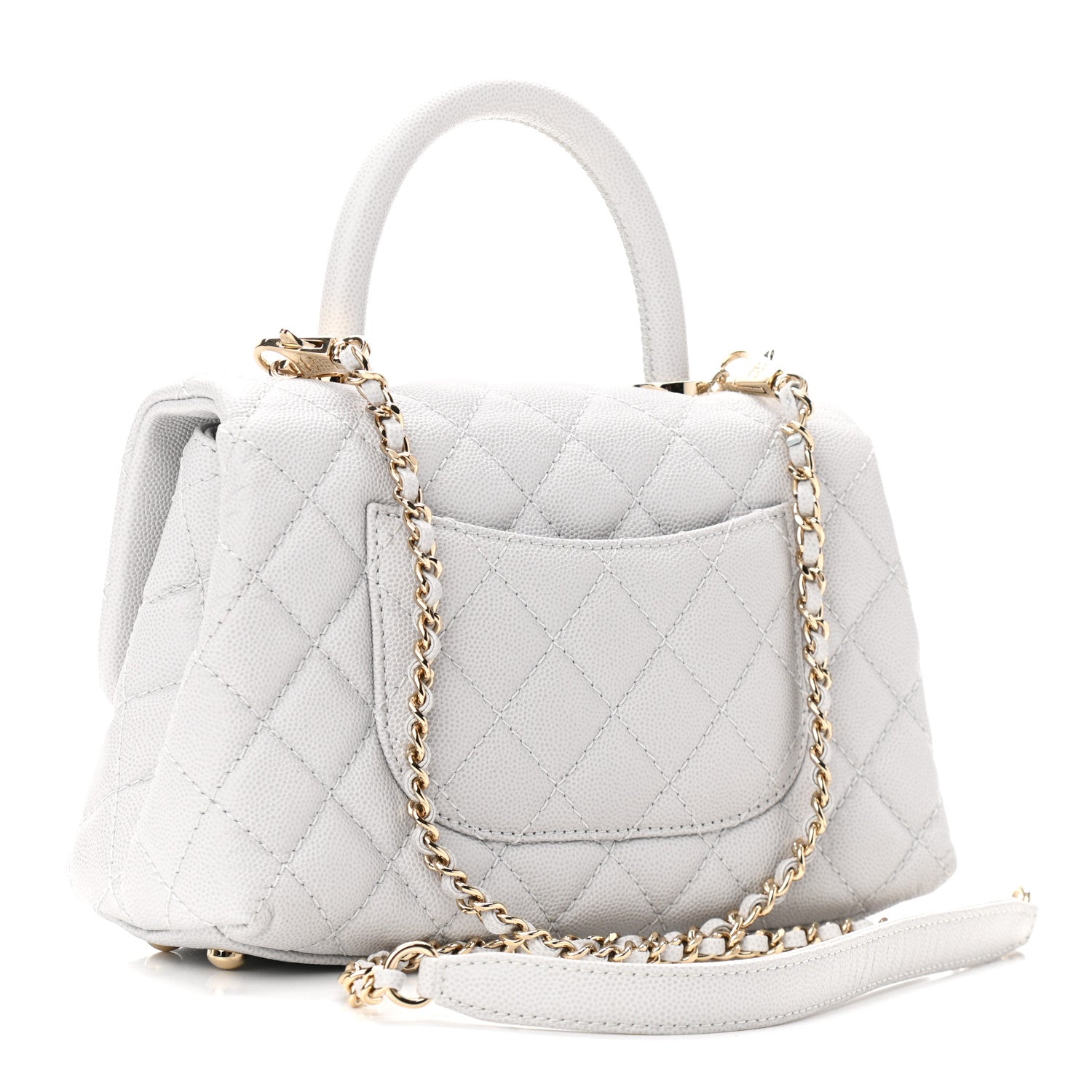 Chanel Caviar Quilted Mini Coco Handle Flap Light Grey 3 of 10