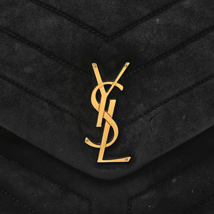 Saint Laurent Suede Calfskin Y Quilted Monogram Small Loulou Chain Satchel Black 8 of 13