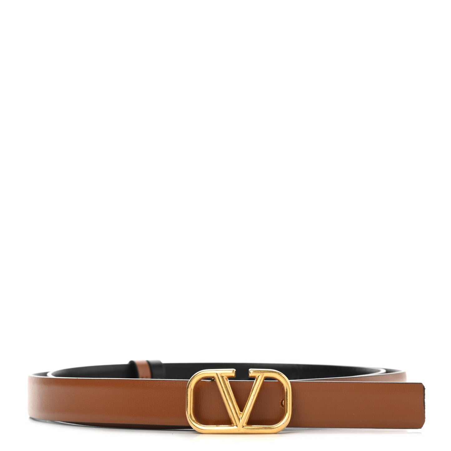 Glossy Calfskin VLogo Reversible Belt 100 40 Saddle Brown Black