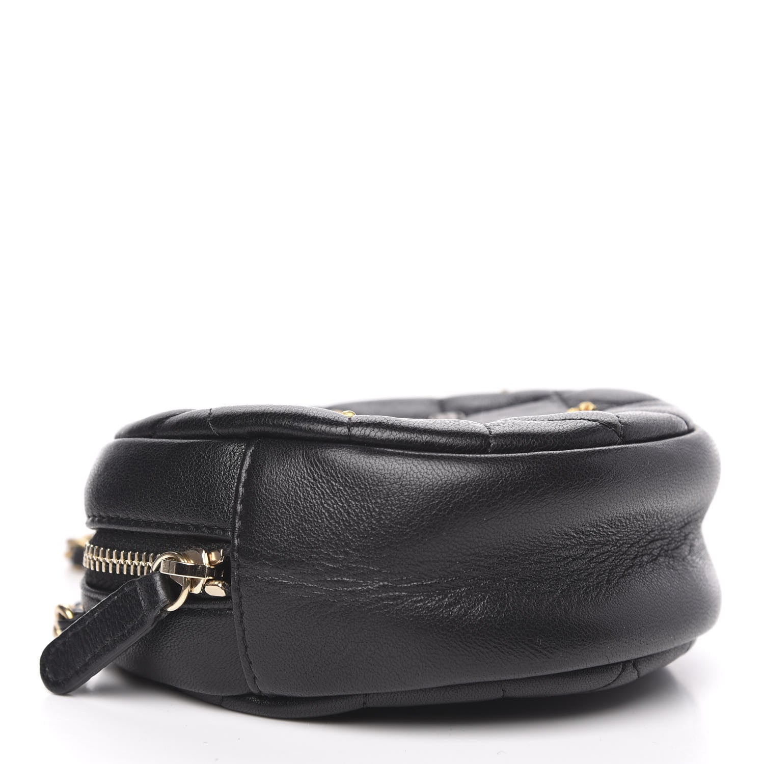 Chanel Lambskin Quilted Studded Round Clutch With Chain Black 4 of 12