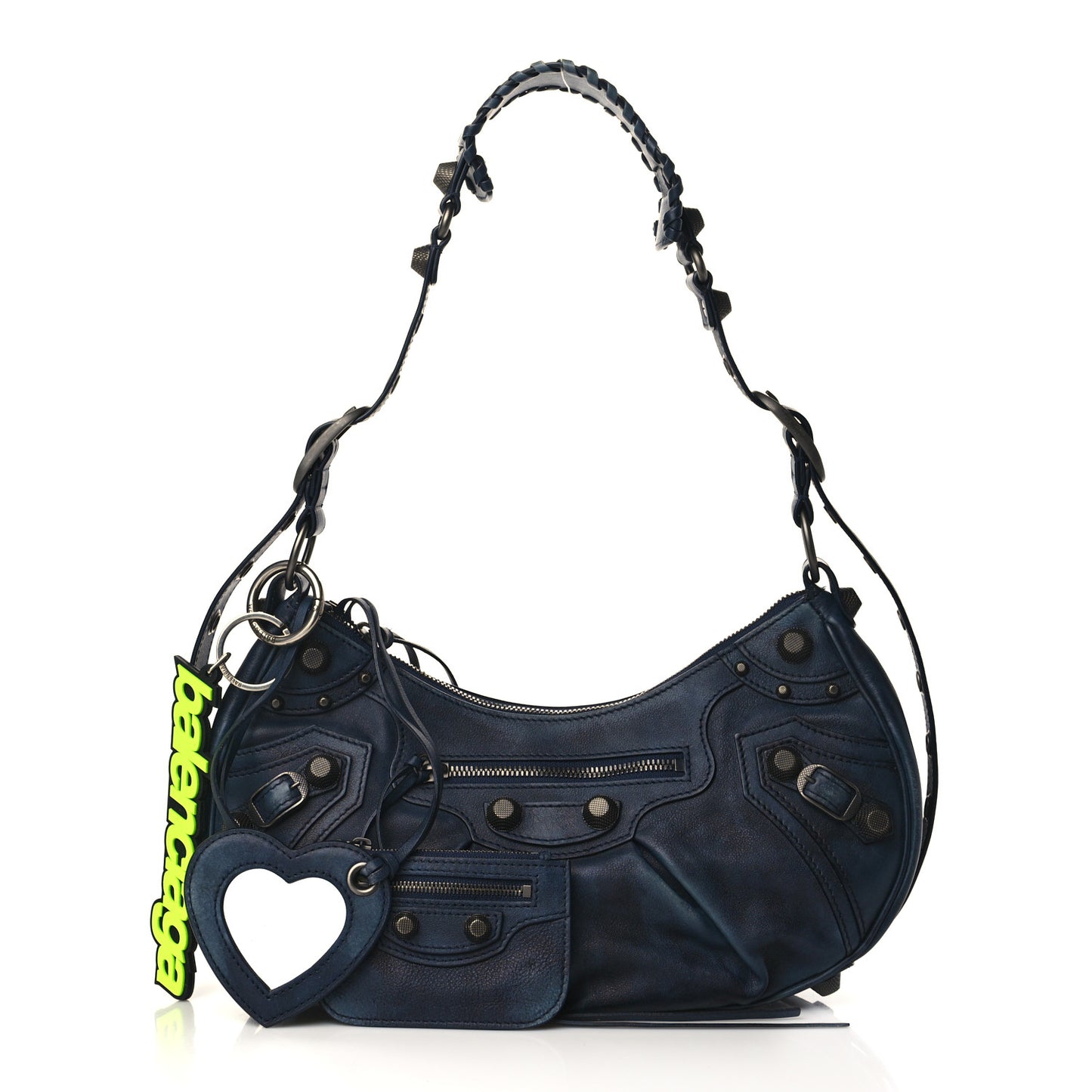Used Calfskin Small Le Cagole Shoulder Bag Navy